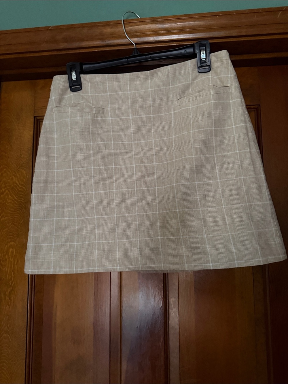 Madewell Neutral Plaid Tan and White Mini Skirt